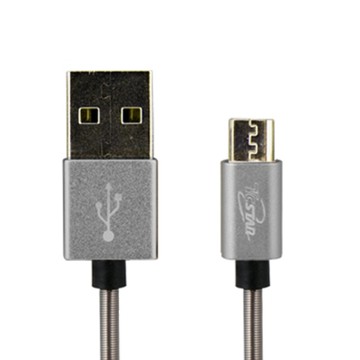 T.C.STAR MicroUSB鋁合金彈簧充電線2.5M-鐵灰 TCW-U1250GR