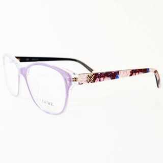 LOEWE 西班牙皇室品牌貴族花邊平光眼鏡(紫花)VLW853-098E