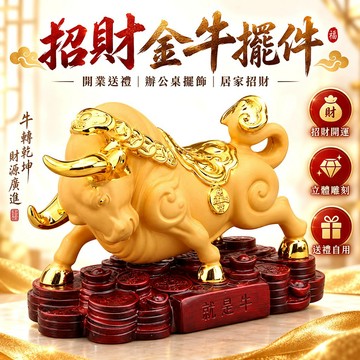 招財金牛擺件 開業送禮招財擺飾 辦公室桌面金牛裝飾 客廳玄關財運擺件 店面開張喬遷禮物 汽車內飾擺設