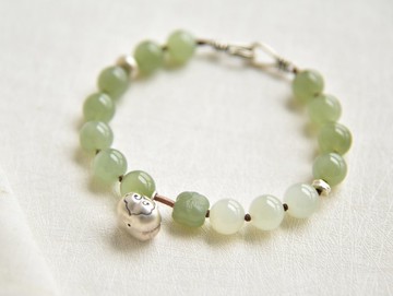 【柿柿如意】天然和田玉青海料晴水禪意文藝氣質手串