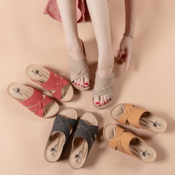 LN  現+預 歐美風魚口坡跟涼拖鞋(涼拖鞋/休閒鞋/坡跟鞋)