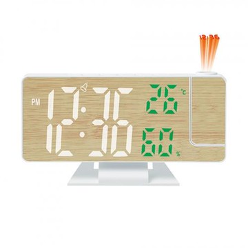 簡約 時尚大屏LED多功能投影鐘大字體顯示電子鐘數字鬧鐘竹紋臺鐘