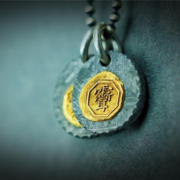 🙏🏻已開光過爐🙏🏻開運 佛敎法器 道敎法器 招貴人 複古做舊民族風道家天師鍍金太極八卦紫薇諱鍍銀護身符吊墜