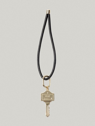 Brass Lambskin Mini Post Bag Key Ring [Gold]