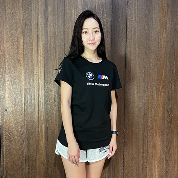 美國百分百【全新真品】PUMA T恤 棉質 上衣 短袖 女款 BMW聯名 T-shirt logo 短T 黑色 CE64