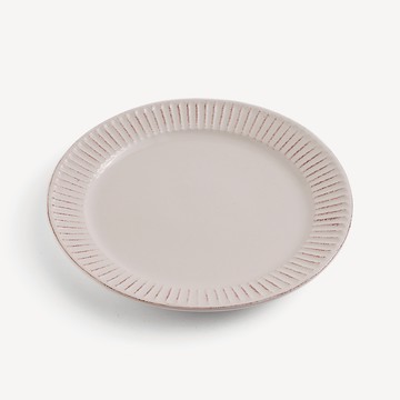 WAGA 復古線條 26.5cm 陶瓷圓盤｜米白