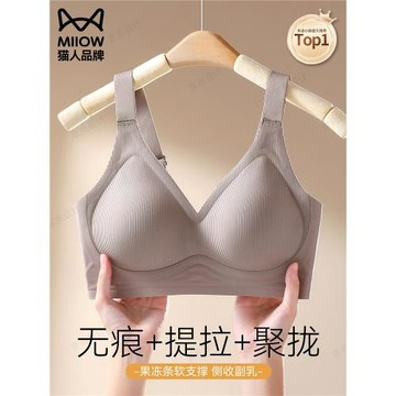 貓人內衣女小胸聚攏顯大無痕上托收副乳軟支撐防下垂無鋼圈文胸