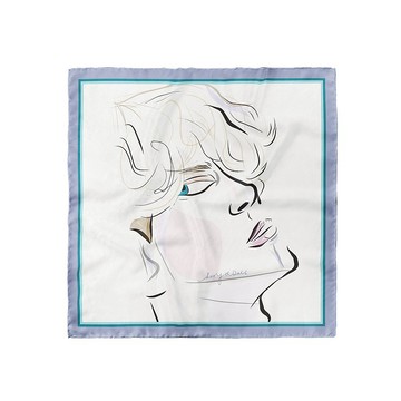 插畫師周邊 ::100%silk真絲絲巾:: —  生日禮物 男孩回眸大方巾