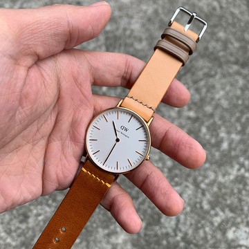 撞色錶帶 皮革錶帶 手工皮革錶帶 真皮錶帶 植鞣革