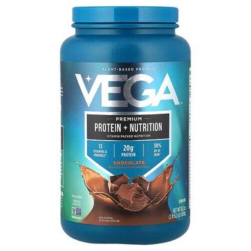 Vega, 植物基蛋白質，優質蛋白質 + 營養素，巧克力味，2 磅 6.2 盎司（1.08 千克）