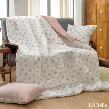 【Great Living格蕾寢飾】義大利La Belle 粉粉丁香 日系親膚純棉水洗雙層泡泡紗抗菌涼被(5x6.5尺)