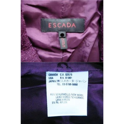 ESCADA エスカーダ アパレル レディースロングコート パープル サイズ