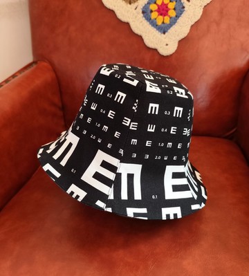 手工雙面漁夫帽/短帽簷/遮陽帽/黑色/視力檢查表