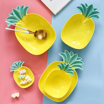 ins菠蘿碗陶瓷創意好看個性家用早餐水果碗可愛沙拉碗點心菜盤子