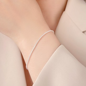 [全純銀.手鍊] 銀白光序曲 閃亮排鑽手鍊【UME】925純銀手鍊/排鑽手鍊/洗澡可戴