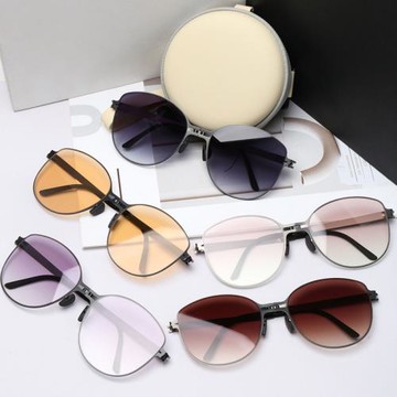 折疊墨鏡女潮高級感復古超輕防曬眼鏡女款網紅防紫外線圓臉太陽鏡