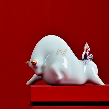 牛陶瓷擺件家居創意裝飾品辦公桌裝飾擺件牛氣沖天家居開業禮品