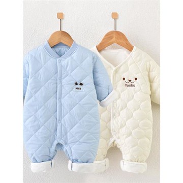 嬰兒連體衣加棉加厚保暖秋冬季寶寶衣服薄棉衣新生兒外穿哈衣冬裝