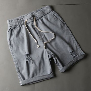 外貿出口尾單牛貨夏寬松直筒工裝短褲男潮牌破洞休閑褲潮流五分褲