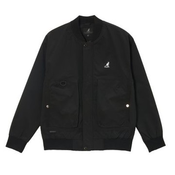 KANGOL 男女 造型剪接飛行外套 黑 6455142020