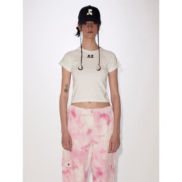 韓國restandrecreation字母印花短袖T恤女修身甜辣短款打底上衣潮