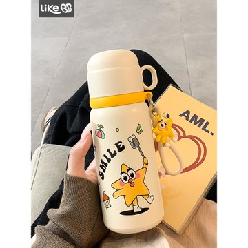 可愛保溫杯女生高顏值帶蓋水杯女新款2025泡茶學生專用不銹鋼杯子