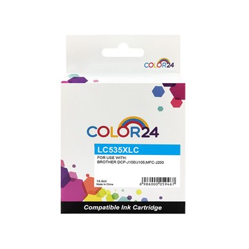 Color24 for Brother 藍色 LC535XL-C/LC535XLC 高容量相容墨水匣 適用MFC J200 ; DCP J100 / J105
