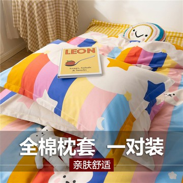 100純棉枕套加厚一對裝48X74cm全棉單人枕頭套夏季卡通枕頭皮兒童