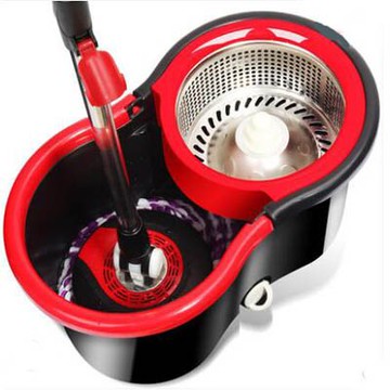 省力除?好省拖-1套/組】旋轉雙驅動手壓甩乾地拖+拖把桶(杆+不銹鋼盤+6個拖把頭)-7201004