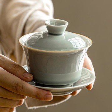 冰灰三才蓋碗單個高檔德化大號茶杯陶瓷中式泡茶茶碗功夫茶具茶藝