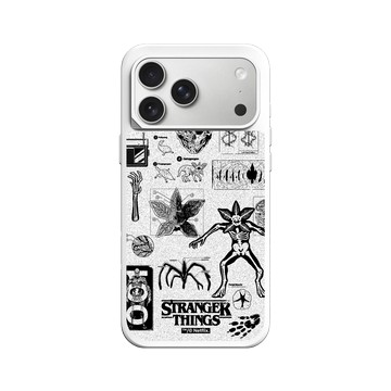 iPhone 17 Pro Max SolidX 白 - Stranger Things - 顛倒世界怪物圖鑑 黑白款