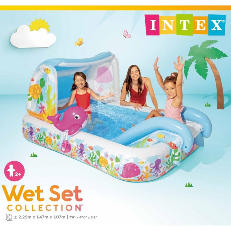 INTEX 海のなかまシャワー＆スライダーつきプール 229×147×107cm