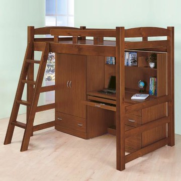 Boden-喬利多功能高層床組(含床架+衣櫥+書桌)