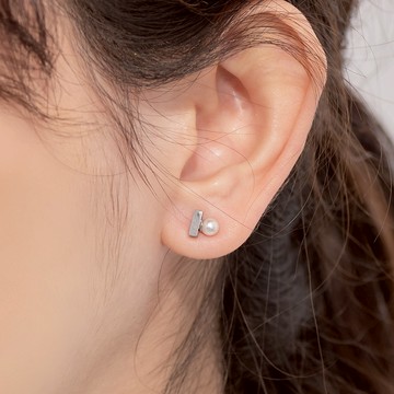 方與圓316細-醫療鋼針成對耳環(2色)-A40061