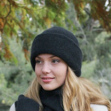 雙層厚款深灰100%紐西蘭駝羊毛保暖帽男用女用