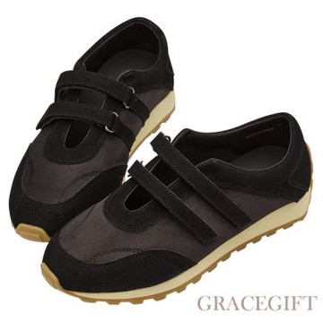 【Grace Gift】休閒美學芭蕾瑪莉珍運動鞋 黑
