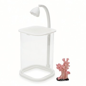 水幻奇境 桌面創意鬥魚缸  24.5 x 10 cm  白色 + 透明  1組