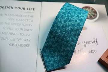 绿色麻绳花纹领带复古百搭bolotie