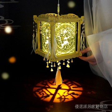 中秋節燈籠 放燈行花燈 舞蹈蓮花燈 吊燈手提燈籠 過年禮物diy古風燈籠手工自製材料手提建築拚裝模型生日送男女生