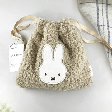 日本 miffy 米飛兔 毛絨 束口袋-日本直送｜小鶴日貨