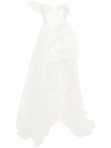 Ana Radu - asymetric ruffled gown - women - Fabric - XS - White
