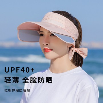 遮陽帽子女戶外騎車防曬空頂帽遮全臉夏天出游沙灘新款太陽帽