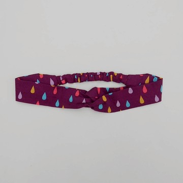 紫紅雨滴交叉髮帶