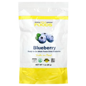 California Gold Nutrition, Foods，凍乾藍莓，即食整塊凍乾漿果，1 盎司（28 克）