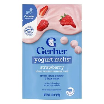 Gerber, 優酪乳溶豆，8 個月+，草莓味，1.0 盎司（28 克）