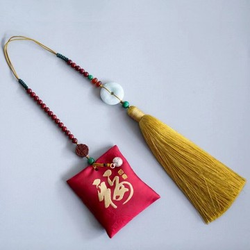手工diy檀香材料包汽車掛件平安符掛飾香包香囊后視鏡平安福香袋