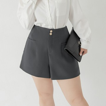 【PolyLulu】 MISS.高腰顯瘦合身不易皺車線西裝短褲 中大尺碼褲子