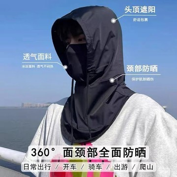 臺灣最低🍑騎行面罩防曬遮陽帽臉冰絲透氣圍脖夏季開車帽子面巾一體護頸防護MG