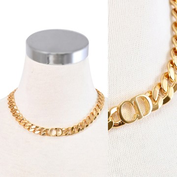 Christian Dior 30 Montaigne CD標誌寬版粗鏈鎖骨項鍊.金