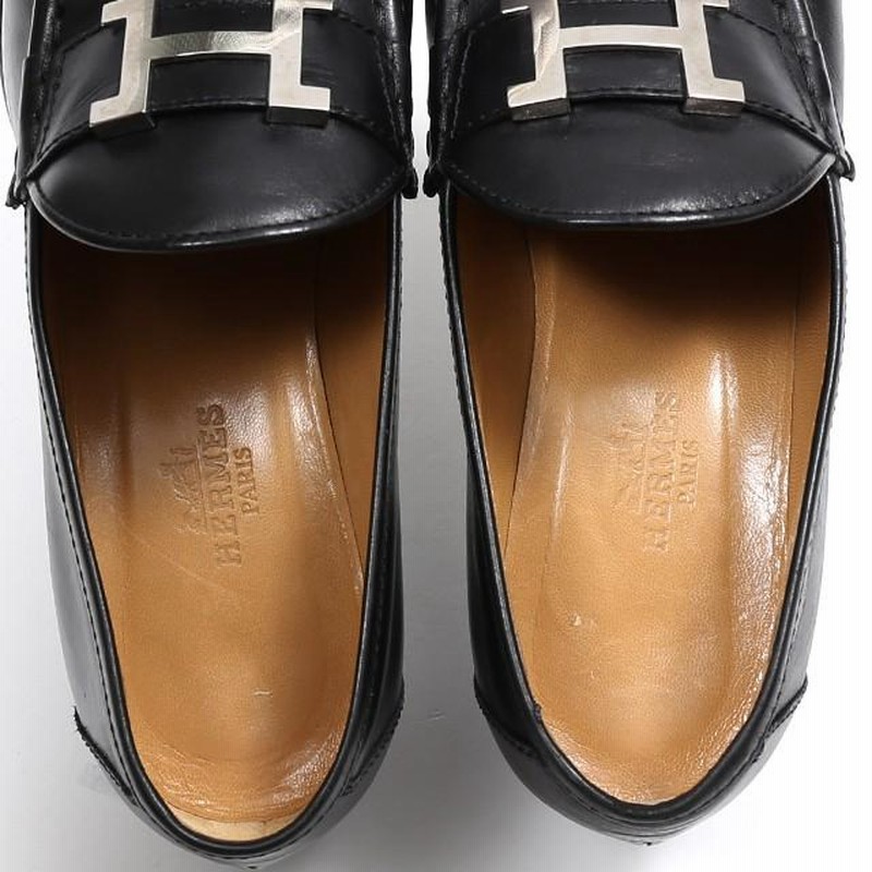 中古】 HERMES エルメス ローファー コンスタンス レザー ブラック 